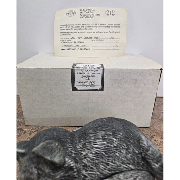 W.T. Wilson - Willow Wood Collection - Pewter Bobcat Den Figurine - WTW- 1994 - Picture 2 of 10